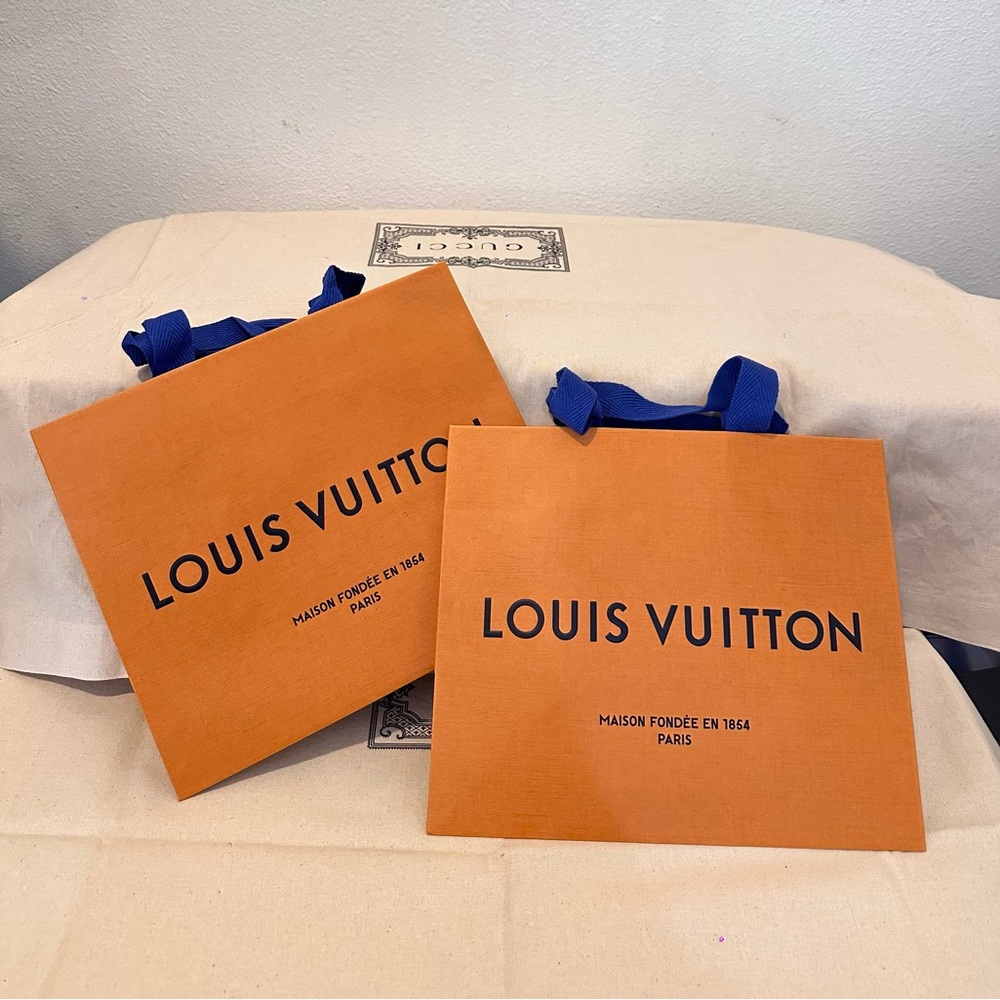 Louis Vuitton Orange Bag with Blue Handles